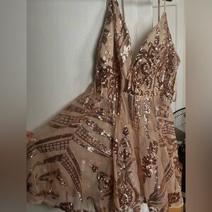 Rose Gold Sequin Formal mini dress